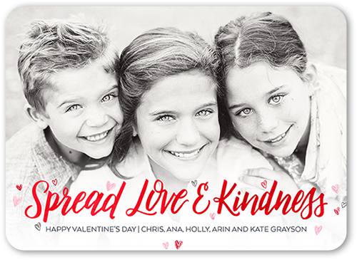 Love and Kindness Valentine's Card, Red, Pearl Shimmer Cardstock, Rounded