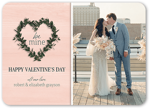 Nature Wreath Valentine's Card, Beige, 5x7 Flat, Standard Smooth Cardstock, Rounded, Fair Weather