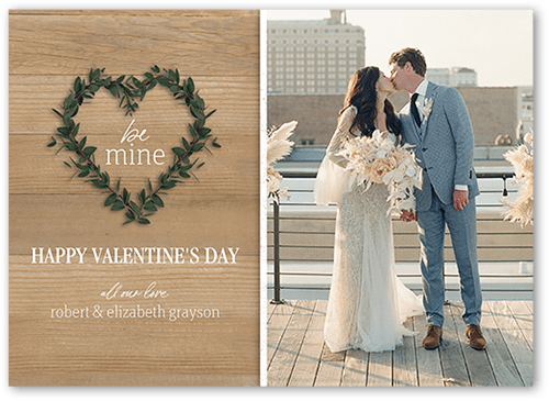 Nature Wreath Valentine's Card, Beige, 5x7 Flat, 100% Recycled Cardstock , Square