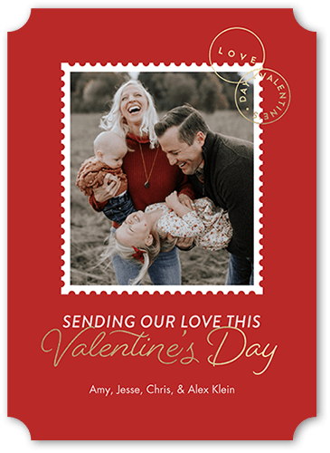 Sweet Stamp Valentine's Card, Red, 5x7, Pearl Shimmer Cardstock, Ticket