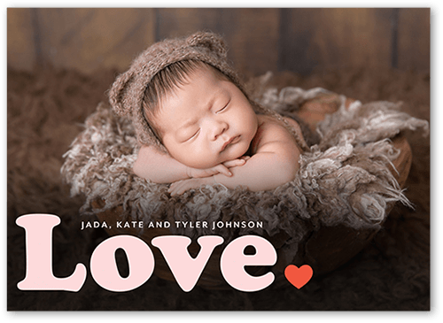 Honest Love Valentine's Card, Pink, 5x7 Flat, Luxe Double-Thick Cardstock, Square, Blush Pink