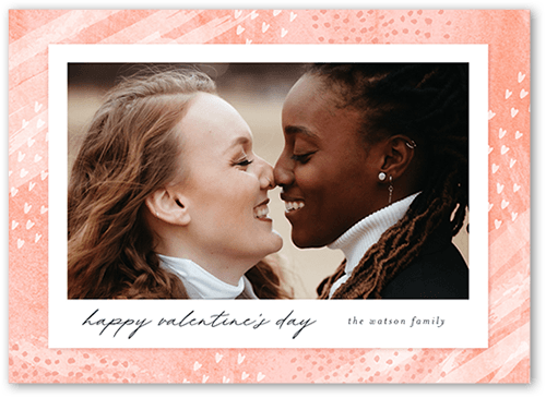 Watercolor Affections Valentine's Card, Orange, 5x7 Flat, 100% Recycled Cardstock , Square