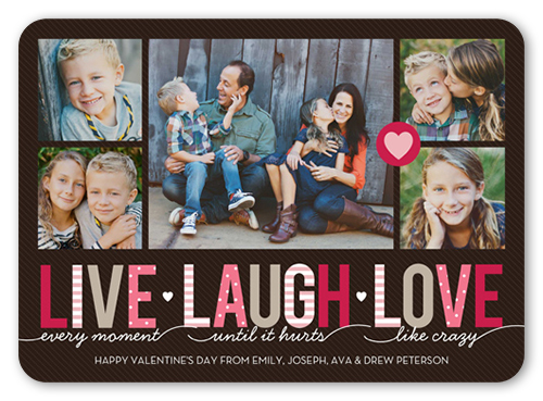 Live Laugh Love Valentine's Card, Brown, Matte, Signature Smooth Cardstock, Rounded