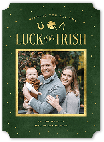 Lucky Frame St. Patrick's Day Card, Green, 5x7, Pearl Shimmer Cardstock, Ticket