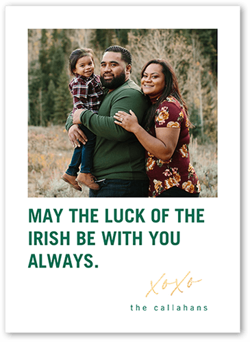 Lucky Sentiment St. Patrick's Day Card, White, 5x7 Flat, Pearl Shimmer Cardstock, Square, White