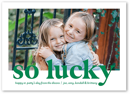 Lucky Serif St. Patrick's Day Card, White, 5x7 Flat, 100% Recycled Cardstock ?, Square