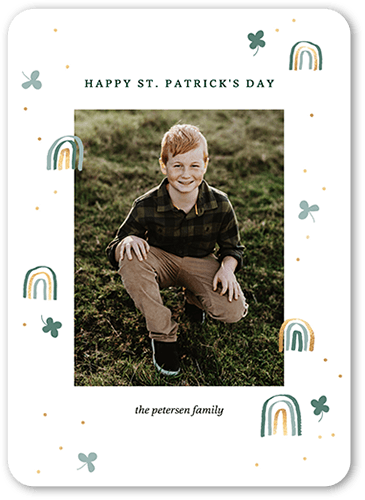 Icon Doodles St. Patrick's Day Card, White, 5x7 Flat, Standard Smooth Cardstock, Rounded
