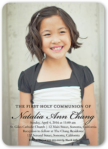 Simply Divine Communion Invitation, Black, Matte, Signature Smooth Cardstock, Rounded, Black