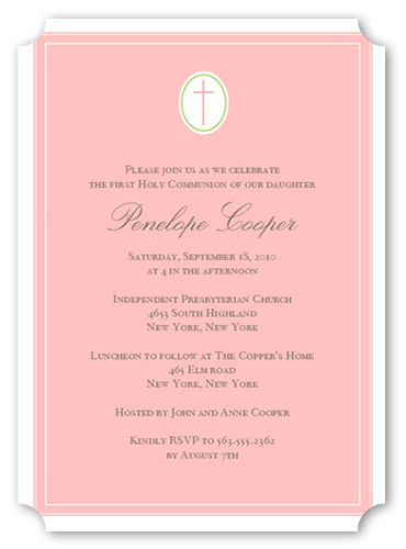 Communion Cross Pink Communion Invitation, Pink, Pearl Shimmer Cardstock, Ticket