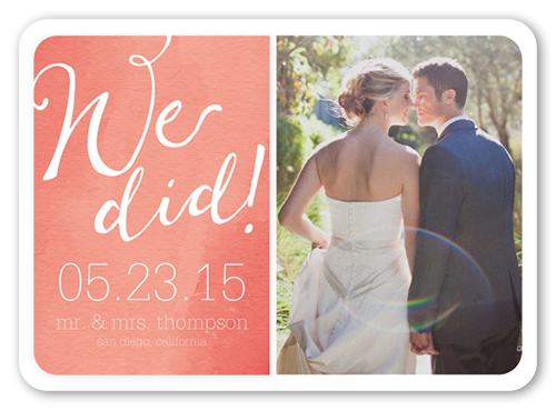 Fantastic News Wedding Announcement, Pink, Standard Smooth Cardstock, Rounded