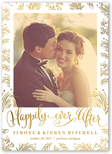 Whimsy Ever After Wedding Announcement, Yellow, Pearl Shimmer Cardstock, Square