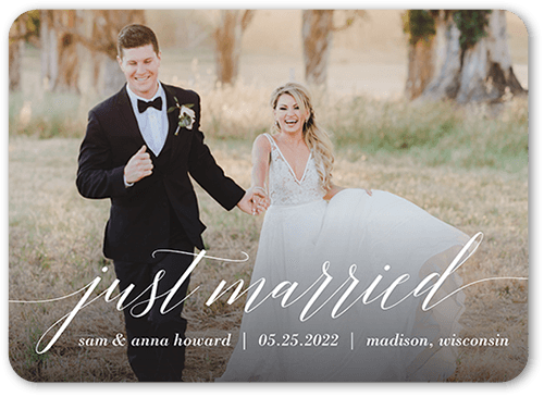 Just Wed Wedding Announcement, White, 5x7, Matte, Signature Smooth Cardstock, Rounded