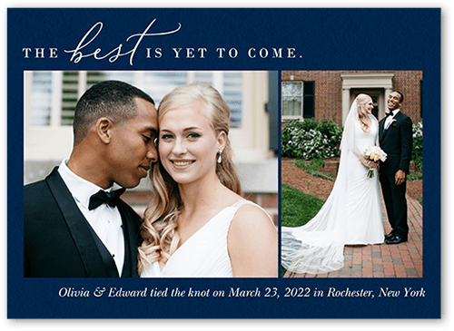 Scripted Best Wedding Announcement, Blue, 5x7 Flat, 100% Recycled Cardstock , Square