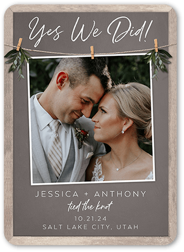 Capture Yes Wedding Announcement, Brown, 5x7 Flat, Standard Smooth Cardstock, Rounded