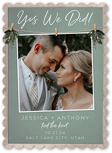 Capture Yes Wedding Announcement, Green, 5x7 Flat, Matte, Signature Smooth Cardstock, Scallop