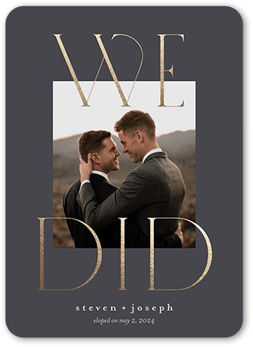 We Wed Wedding Announcement, Grey, 5x7 Flat, 100% Recycled Cardstock , Rounded