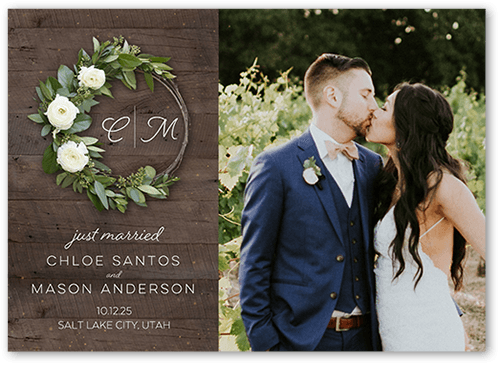 Encircled In Love Wedding Announcement, Brown, 5x7, Pearl Shimmer Cardstock, Square