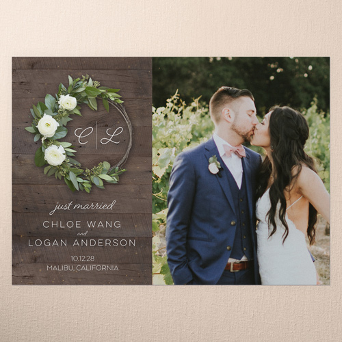 Encircled In Love Wedding Announcement, Brown, 5x7 Flat, Pearl Shimmer Cardstock, Square