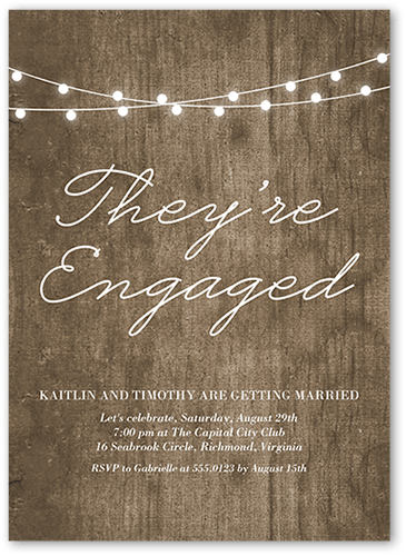 Luminous Engagement Engagement Party Invitation, Brown, 5x7 Flat, 100% Recycled Cardstock , Square