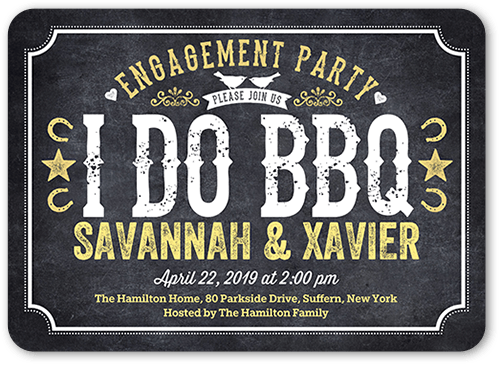 I Do BBQ Engagement Party Invitation, Grey, 5x7 Flat, Standard Smooth Cardstock, Rounded