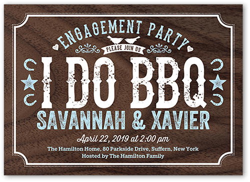 I Do BBQ Engagement Party Invitation, Brown, 5x7 Flat, Luxe Double-Thick Cardstock, Square