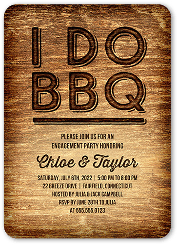 BBQ I Do Engagement Party Invitation, Rounded Corners