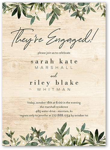 Little Lights Engagement Party Invitation, Beige, 5x7 Flat, 100% Recycled Cardstock , Square