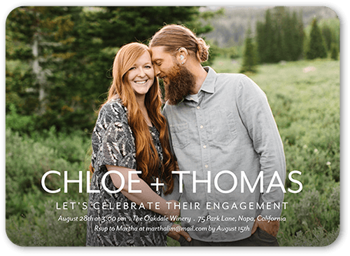 Their Names Engagement Party Invitation, White, 5x7 Flat, Matte, Signature Smooth Cardstock, Rounded, White