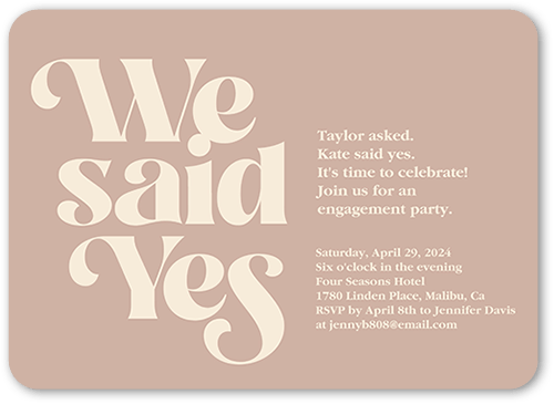 Said Yes Engagement Party Invitation, Rounded Corners