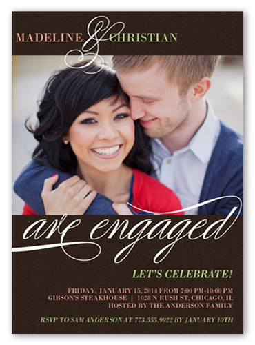 We Are Engaged Engagement Party Invitation, Brown, Luxe Double-Thick Cardstock, Square