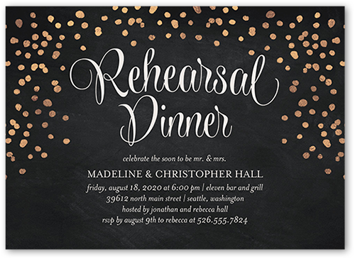 Speckled Flair Rehearsal Dinner Invitation, Black, Luxe Double-Thick Cardstock, Square