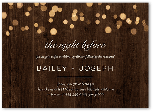 Rustic Shimmer Rehearsal Dinner Invitation, Brown, 5x7, Standard Smooth Cardstock, Square