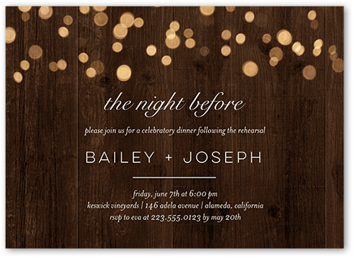 Rustic Shimmer Rehearsal Dinner Invitation, Brown, 5x7 Flat, Pearl Shimmer Cardstock, Square