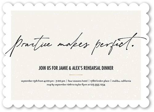 Inked Rehearsal Rehearsal Dinner Invitation, White, 5x7, Pearl Shimmer Cardstock, Scallop