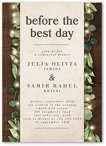 Fairy Lit Rehearsal Dinner Invitation, Brown, 5x7 Flat, Matte, Signature Smooth Cardstock, Square