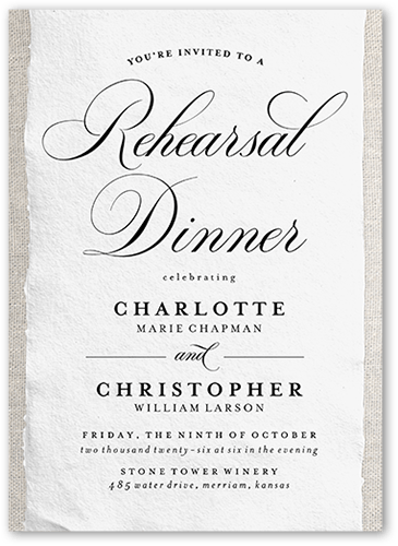 Patterned Paper Rehearsal Dinner Invitation, Beige, 5x7 Flat, Matte, Signature Smooth Cardstock, Square