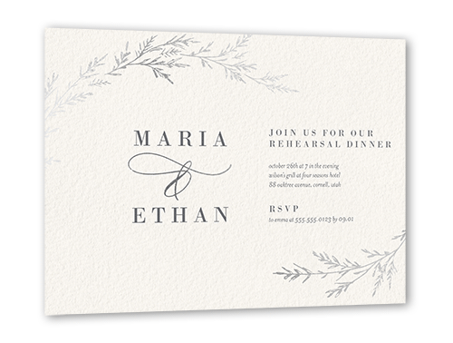 Spectacular Spruce Rehearsal Dinner Invitation, Beige, Silver Foil, 5x7 Flat, Luxe Double-Thick Cardstock, Square, Antique White