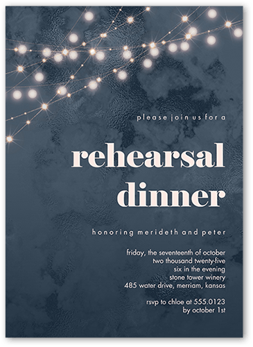 Winsome Wanderlust Rehearsal Dinner Invitation, Blue, 5x7 Flat, Standard Smooth Cardstock, Square, Navy