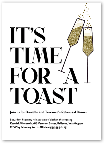 Tasteful Toast Rehearsal Dinner Invitation, White, 5x7 Flat, Standard Smooth Cardstock, Square, White
