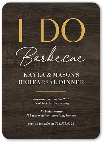 I Do Barbecue Rehearsal Dinner Invitation, Brown, 5x7, Standard Smooth Cardstock, Rounded