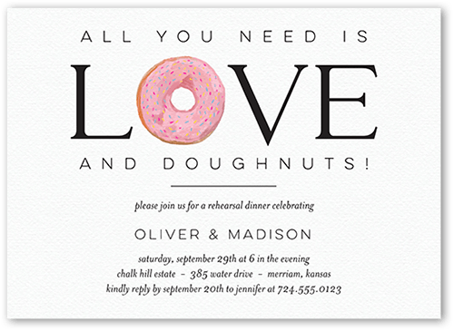 Delightful Delicacy Rehearsal Dinner Invitation, Pink, 5x7 Flat, Luxe Double-Thick Cardstock, Square, Blush