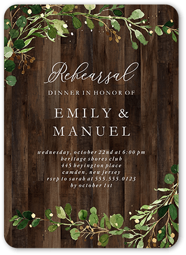 Barn Door Rehearsal Dinner Invitation, Brown, 5x7 Flat, Standard Smooth Cardstock, Rounded