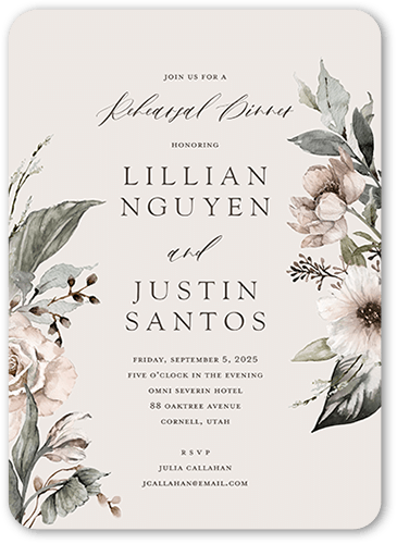 Black Tie Affair Rehearsal Dinner Invitation, Grey, 5x7 Flat, Pearl Shimmer Cardstock, Rounded, Whisper Gray