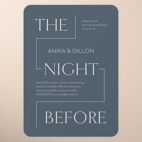 Modern Line Rehearsal Dinner Invitation, Gray, 5x7 Flat, Standard Smooth Cardstock, Rounded