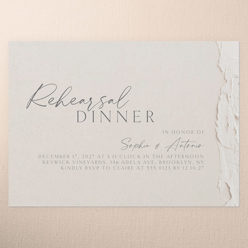 Torn Textures Rehearsal Dinner Invitation, Beige, 5x7 Flat, Pearl Shimmer Cardstock, Square