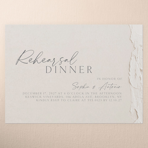 Torn Textures Rehearsal Dinner Invitation, Beige, 5x7 Flat, Standard Smooth Cardstock, Square