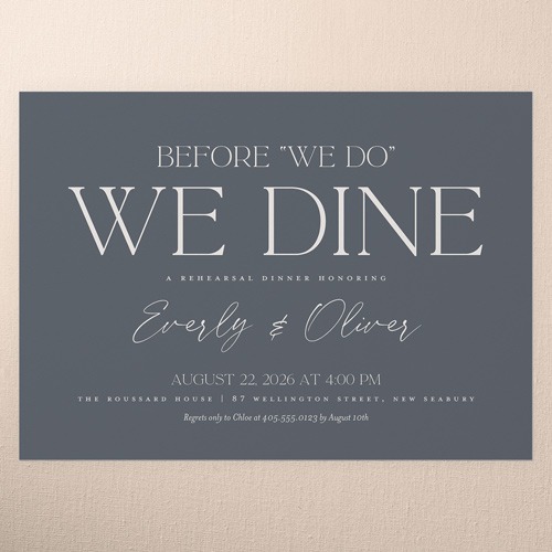 Forever We Do Rehearsal Dinner Invitation, Gray, 5x7 Flat, Write Your Own Greeting, Pearl Shimmer Cardstock, Square, Gray