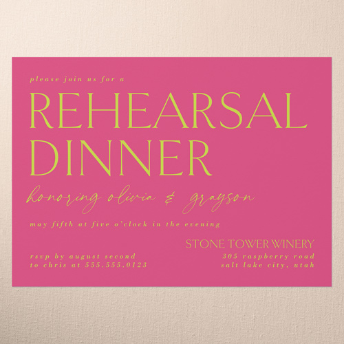 Editable Edition Rehearsal Dinner Invitation, Pink, 5x7 Flat, Write Your Own, Matte, Signature Smooth Cardstock, Square