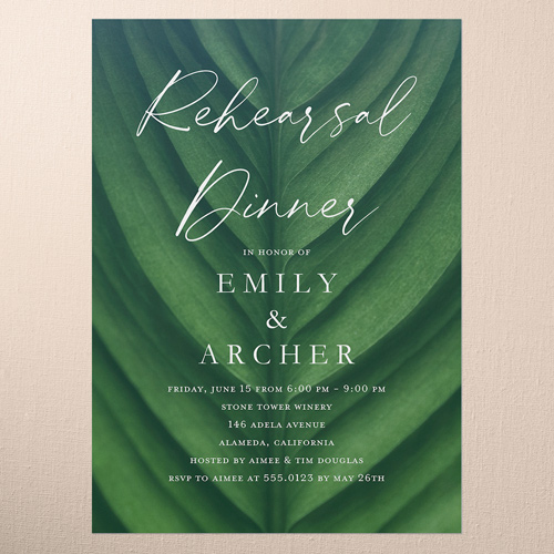 Leafy Lush Rehearsal Dinner Invitation, Green, 5x7 Flat, Standard Smooth Cardstock, Square
