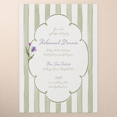 Watercolor Wildflowers Rehearsal Dinner Invitation, Purple, 5x7 Flat, 100% Recycled Cardstock , Square, Baroque